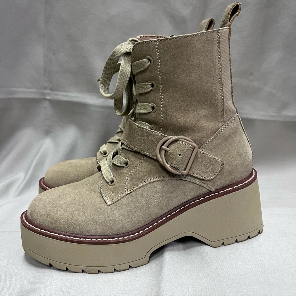 Blondo Combat Boots Women's 7.5 Grayce Tan Waterproof Platform Chunky Lace Up